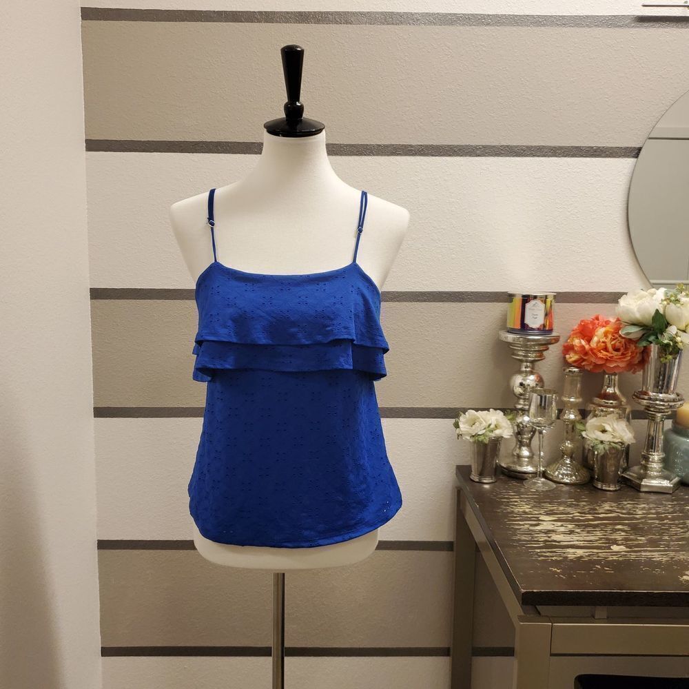 Harlowe & Graham- NWOT Royal Blue Ruffle Top Sz XS